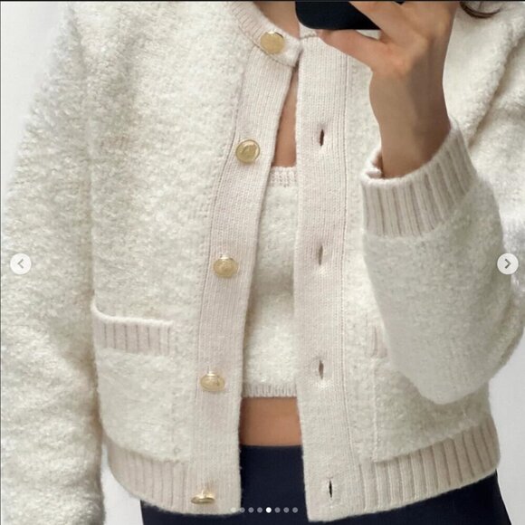 Zara Sweaters - ZARA BOUCLÉ KNIT CARDIGAN Size XL NEW WITH TAG!